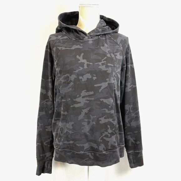 LULULEMON Scuba Pullover Hoodie Womens 8 Gray Incognito Camo Outdoor Running - Picture 3 of 9